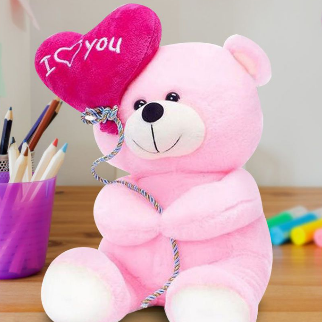 Buy Pink Teddy Bear With Heart Online, gifts Delivery India