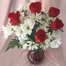 Gerberas and Roses With vase