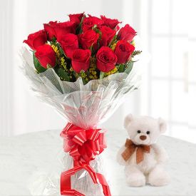 Teddy with Red Roses