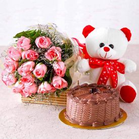 Basket of Roses, Cake With Soft Toy