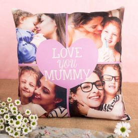 Personalised Cushion - Photo Upload Pink Heart Multi Collage