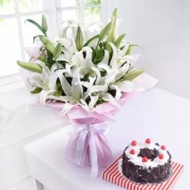 Mixed Lilies With Cake