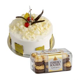 2kg pineapple cake with 16 pieces of ferrero rocher.