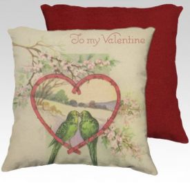 Pillow Cover Two Love Birds in Heart