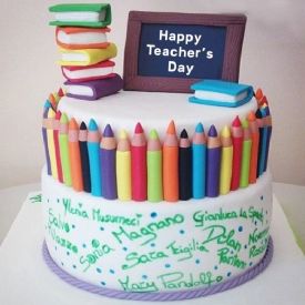 Happy Teacher's Day Vanilla Cake