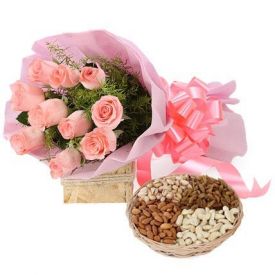 Roses with Mix Dry Fruits