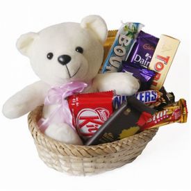 Teddy with Chocolate Basket