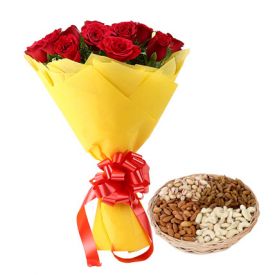 Dry Fruits with Red Roses