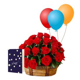 Roses Balloons with Greeting Card