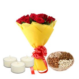 Flowers, Greeting Card, Dry fruits and Diyas