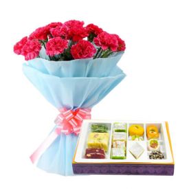 Bunch of 10 Mixed Carnation and 1/2 Kg Mixed Sweets