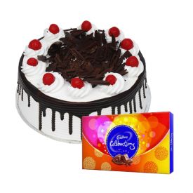 1/2 Kg black forest cake with cadbury celebrations.