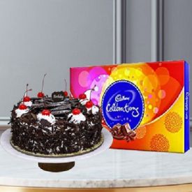 Black forest cake with celebration.