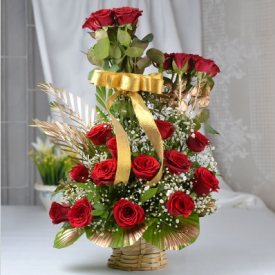 25 Red Roses with Basket