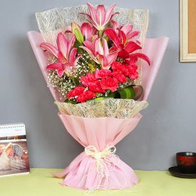 Bunch Of 10 Carnation with lilies