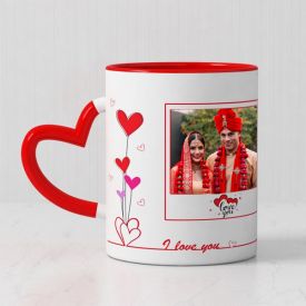 Personalized Red Magic Mug with Heart Handle