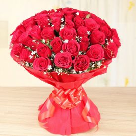 Vase with 50 Red Roses