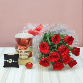 12 Red Roses ,1kg Rasgulla Sweet