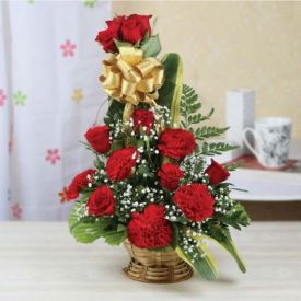 Roses N Carnation with Basket