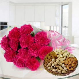 Pink Carnation With Dry Fruits