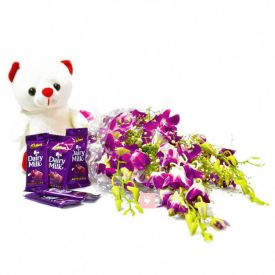 Orchids with choco and teddy