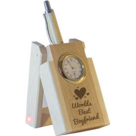 World's Best Boyfriend Pen with Stand and Clock.