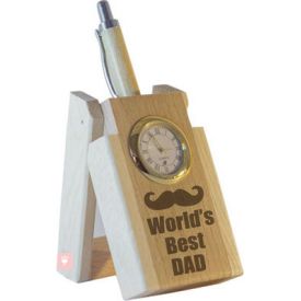 World's Best Dad Pen with Stand and Clock.