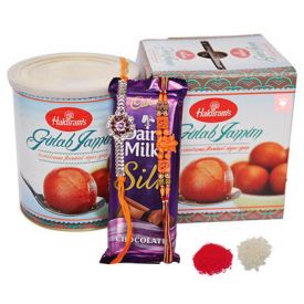 2 Rakhi, Chocolates and Haldiram Gulab Jamun