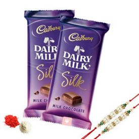 2 Rakhi with 2 Cadbury Dairy Milk Silk