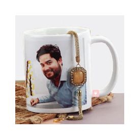 Personalized photo mug with Rakhi