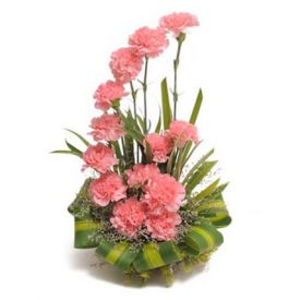 Pink Carnations in Basket