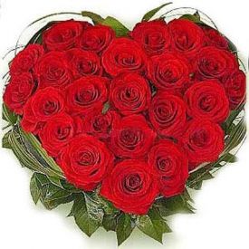 Heart shaped bunch of 24 Red roses
