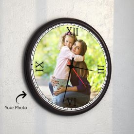 Round Wooden Framed Clock With Personalized Photo