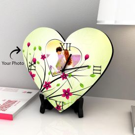 Heart Shaped Wooden Clock With Photo