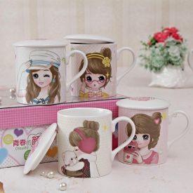 Four Ceramic Mugs Set In Gift Box