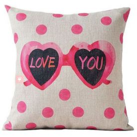 Love You with Heart Glasses - Pillow Cover