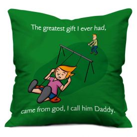 God Daddy Green Small Cushion with Filler 12X12