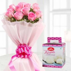 Rasgulla with Pink Rose