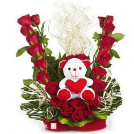 Teddy With Roses Arrangements