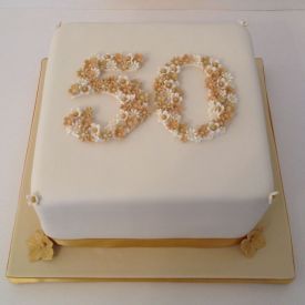 Anniversary cake golden
