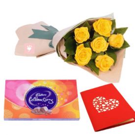Greeting Card & Flower Hamper
