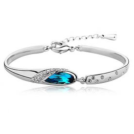 Platinum Plated Blue Crystal Kadaa Bracelet