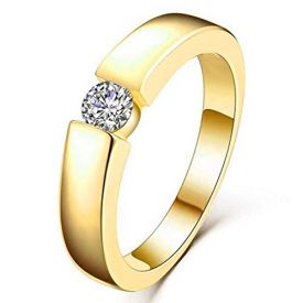 Gold Swarovski Crystal Adjustable Mens Rings