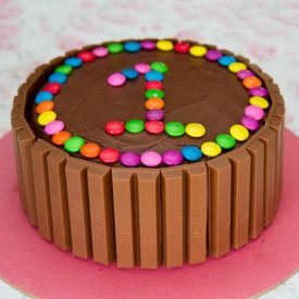 Kit Kat and Gems chocolates cake