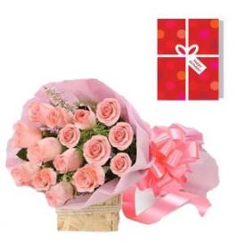 Pink Roses With Greeting Card