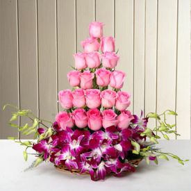 Roses With Orchids Arrangemnt