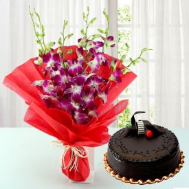 Orchids N Truffle Cake