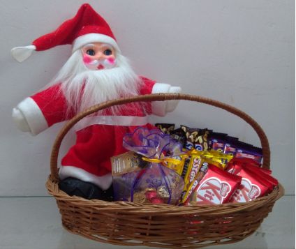 Santa with chocolates hamper