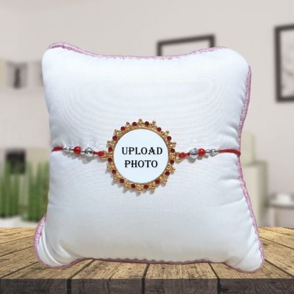 Personalized Round Rakhi With Cushion