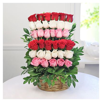 Basket of 30 Mixed Roses